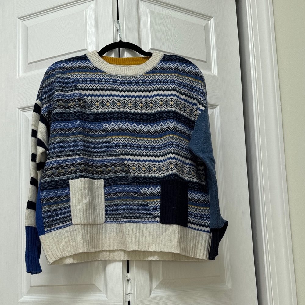 NWT White Stuff Lambswool Blue Patterned Sweater